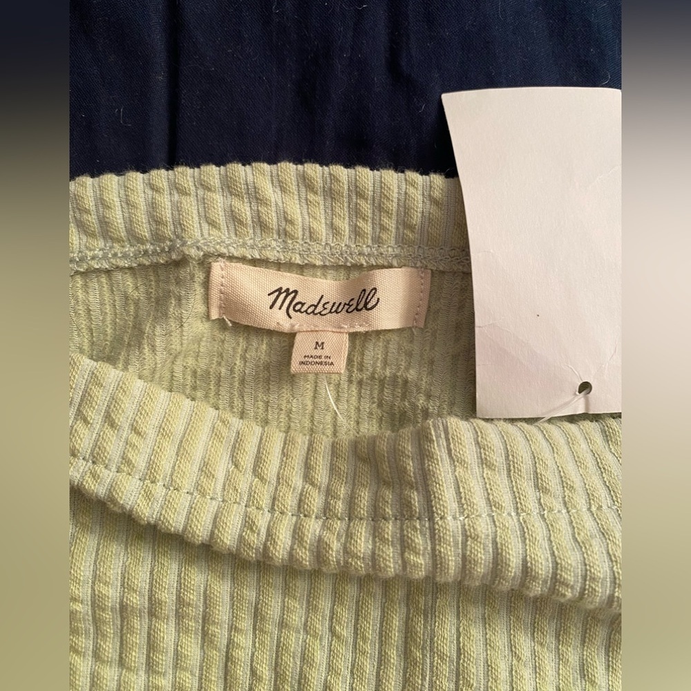 Madewell Sunfaded Lime Sleeveless Textural Seersucker Apron Tank Top NWT - Picture 7 of 9